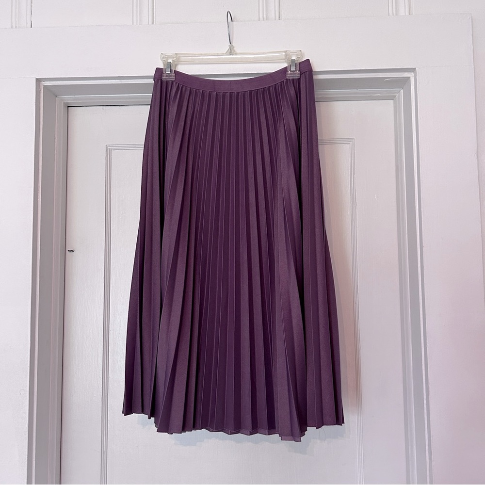 large purple pleated skirt